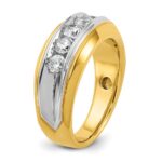 IBGoodman 14k Two-tone Men's Polished and Grooved 5-Stone 1 Carat AA Quality Diamond Ring - Image 7