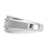IBGoodman 14k White Gold 1 7/8 carat Lab Grown Diamond VS/SI+ G+ Complete Polished and Satin Three Row Men's Ring - Image 3