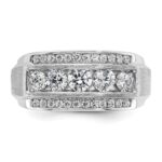 IBGoodman 14k White Gold Men's Polished and Satin 3-Row 2 1/8 Carat AA Quality Diamond Ring - Image 6