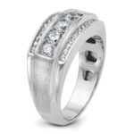 IBGoodman 14k White Gold 1 7/8 carat Lab Grown Diamond VS/SI+ G+ Complete Polished and Satin Three Row Men's Ring - Image 7