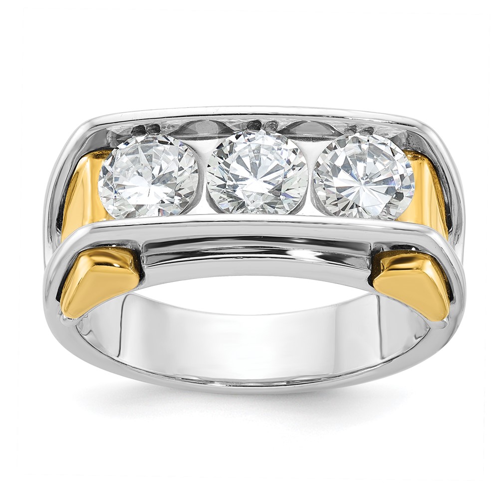 B64102-4WY.jpg 14k Two-tone IBGoodman Men's Polished 3-Stone Ring Mounting - Image 1