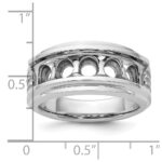 IBGoodman 14k White Gold Five Stone Polished Brushed and Grooved Men's Ring Mounting - Image 3