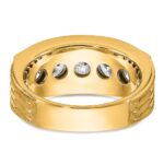 True Origin IBGoodman 14k 3 1/2 carat Lab Grown Diamond VS+ F+ Five Stone Complete Polished Brushed and Grooved Men's Ring - Image 6