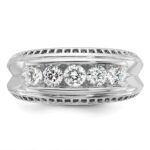 IBGoodman 14k White Gold Men's Polished and Textured 5-Stone Ring Mounting - Image 6