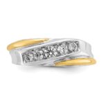 IBGoodman 14k Two-tone Men's Polished and Grooved 5-Stone 1/2 Carat AA Quality Diamond Ring - Image 6