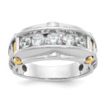 IBGoodman 14k Two-tone Men's Polished and Textured 5-Stone 1 Carat AA Quality Diamond Ring