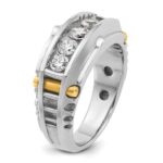 IBGoodman 14k Two-tone Men's Polished and Textured 5-Stone 1 Carat AA Quality Diamond Ring - Image 8