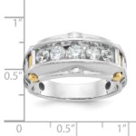 IBGoodman 14k Two-tone Men's Polished and Textured 5-Stone 1 Carat AA Quality Diamond Ring - Image 3