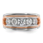 IBGoodman 14k White and Rose Gold Men's Polished and Cut-Out 5-Stone Ring Mounting - Image 6
