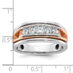 IBGoodman 14k Rose and White Gold Men's Polished Cut-Out 5-Stone 1/2 Carat AA Quality Diamond Ring - Image 3