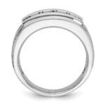 IBGoodman 14k White Gold Men's Polished Brushed and Grooved 5-Stone Ring Mounting - Image 2