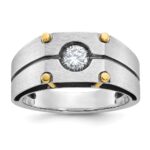 14k Two-tone IBGoodman Men's Polished and Satin 1/2 carat Diamond Complete Ring