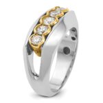 IBGoodman 14k Two-tone Men's Polished Graduated 5-Stone 1 Carat AA Quality Diamond Ring - Image 8