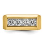 IBGoodman 14k Men's Polished and Satin 4-Stone 1 Carat AA Quality Diamond Ring - Image 4