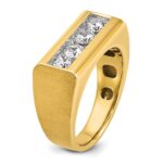 IBGoodman 14k Men's Polished and Satin 4-Stone 1 Carat AA Quality Diamond Ring - Image 6