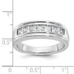 IBGoodman 14k White Gold Men's Polished and Grooved 7-Stone Square 1 Carat AA Quality Diamond Ring - Image 3