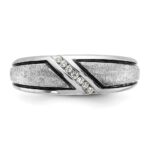 IBGoodman 14k White Gold with Black Rhodium Men's Polished and Satin 1/15 Carat AA Quality Diamond Ring - Image 6