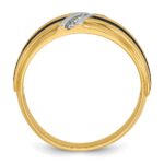 IBGoodman 14k with Black and White Rhodium Men's Polished Satin and Grooved 1/20 Carat AA Quality Diamond Ring - Image 2