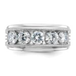 IBGoodman 14k White Gold 2 carat Lab Grown Diamond VS/SI+ G+ Five Stone Complete Polished Satin and Grooved Men's Ring - Image 4