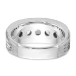 IBGoodman 14k White Gold 2 carat Lab Grown Diamond VS/SI+ G+ Five Stone Complete Polished Satin and Grooved Men's Ring - Image 5