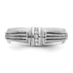 IBGoodman 14k White Gold with Black Rhodium 1/20 carat Lab Grown Diamond VS/SI+ G+ Complete Polished Satin and Grooved Five Stone Men's Ring - Image 4