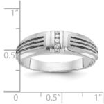 IBGoodman 14k White Gold Polished Satin and Grooved Five Stone Men's Ring Mounting - Image 3