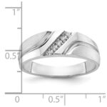 IBGoodman 14k White Gold Men's Polished Satin and Grooved 5-Stone Ring Mounting - Image 3