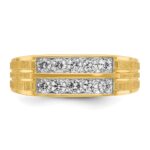 IBGoodman 14k Men's Polished Satin and Grooved 2-Row 5/8 Carat AA Quality Diamond Ring - Image 6