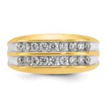 IBGoodman 14k with White Rhodium 3/4 carat Lab Grown Diamond VS/SI+ G+ Complete Two Row Men's Ring - Image 4