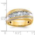 IBGoodman 10k with White Rhodium Men's Polished and Milgrain 1 Carat A Quality Diamond Ring - Image 2
