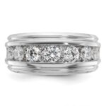 14k White Gold IBGoodman Men's Polished and Grooved Ring Mounting - Image 6
