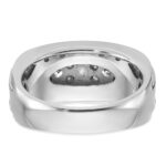 IBGoodman 14k White Gold Men's Polished and Grooved 1 3/4 Carat AA Quality Diamond Ring - Image 7
