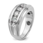 IBGoodman 14k White Gold Men's Polished and Grooved 1 3/4 Carat AA Quality Diamond Ring - Image 8