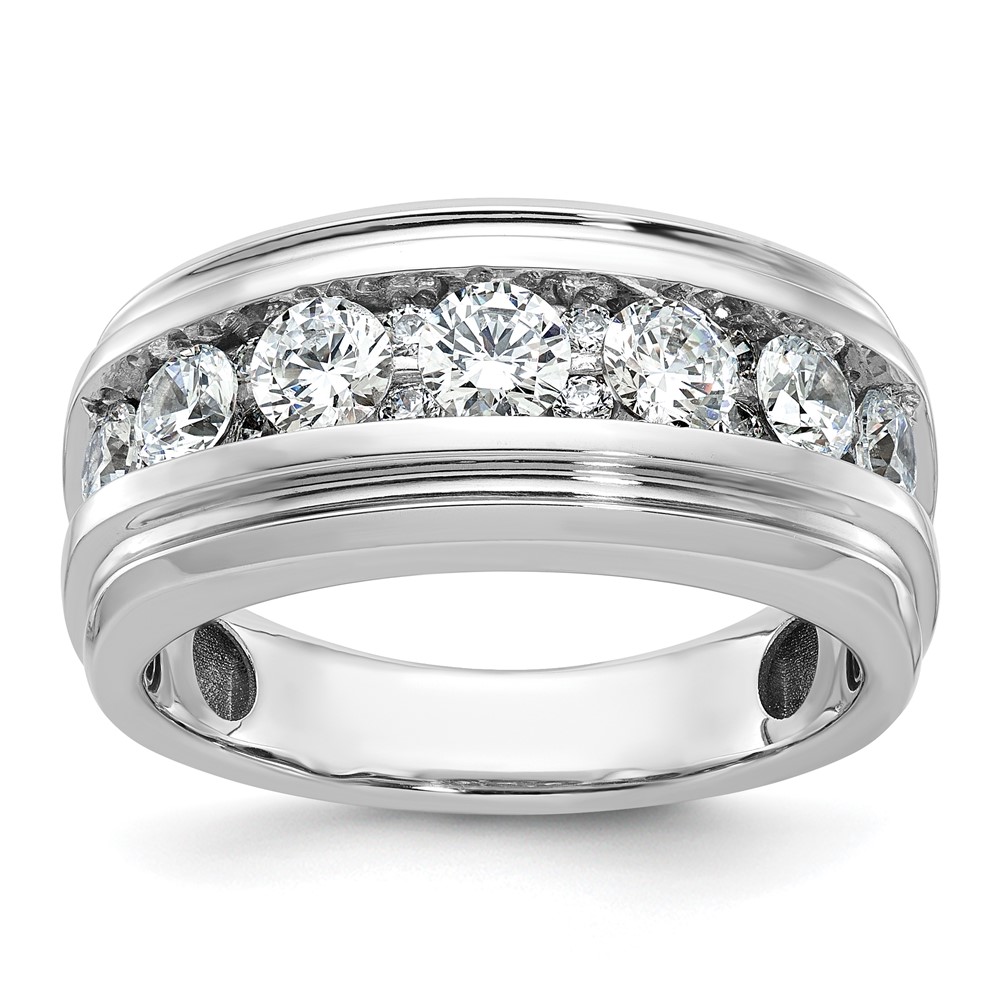B64228-4WAA.jpg 14k White Gold IBGoodman Men's Polished and Grooved Ring Mounting - Image 1