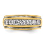 IBGoodman 14k with White Rhodium Men's Polished and Milgrain 1 Carat AA Quality Diamond Ring - Image 6