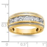 IBGoodman 14k with White Rhodium Men's Polished and Milgrain 1 Carat AA Quality Diamond Ring - Image 3