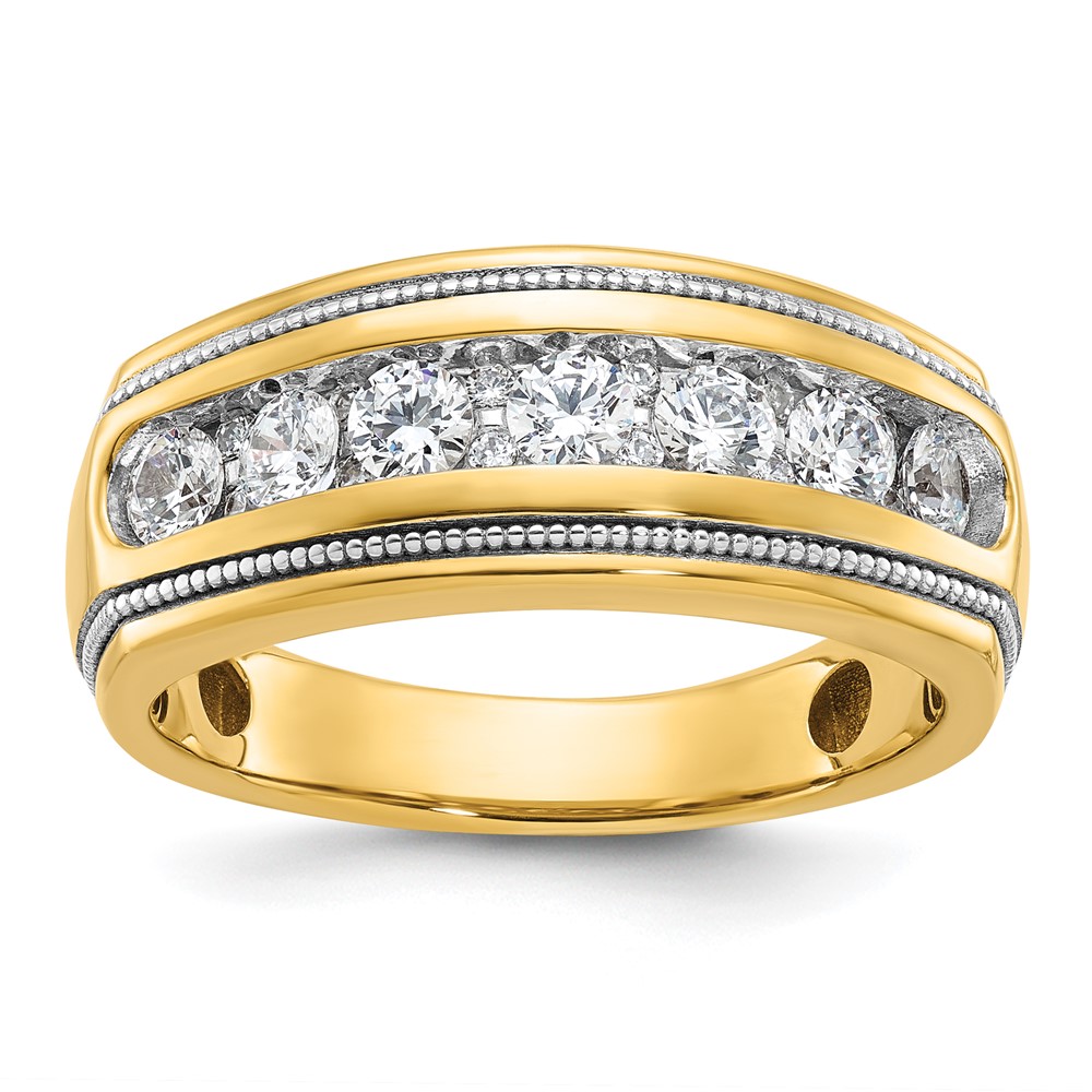 B64229-4YAA.jpg IBGoodman 14k with White Rhodium Men's Polished and Milgrain 1 Carat AA Quality Diamond Ring - Image 1