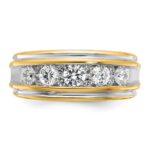 IBGoodman 14k with White Rhodium Men's Polished and Grooved 1 Carat AA Quality Diamond Ring - Image 6