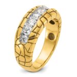 IBGoodman 14k Men's Polished and Nugget Texture 7-Stone 1 Carat AA Quality Diamond Ring - Image 8