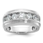 14k White Gold IBGoodman Men's Polished and Grooved Ring Mounting