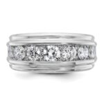 IBGoodman 14k White Gold Men's Polished and Grooved 2 Carat AA Quality Diamond Ring - Image 6