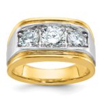 IBGoodman 14k Two-tone Men's Polished and Satin 3-Stone Ring Mounting