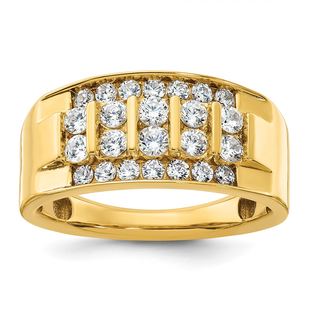 B64251-4YAA-1.jpg IBGoodman 14k Men's Polished 4-Row 1 Carat AA Quality Diamond Ring - Image 1