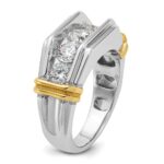 IBGoodman 14k Two-tone Men's Polished and Grooved 5-Stone Ring Mounting - Image 8