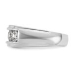 IBGoodman 14k White Gold Men's Polished and Grooved 5-Stone 1 1/5 Carat AA Quality Diamond Ring - Image 4