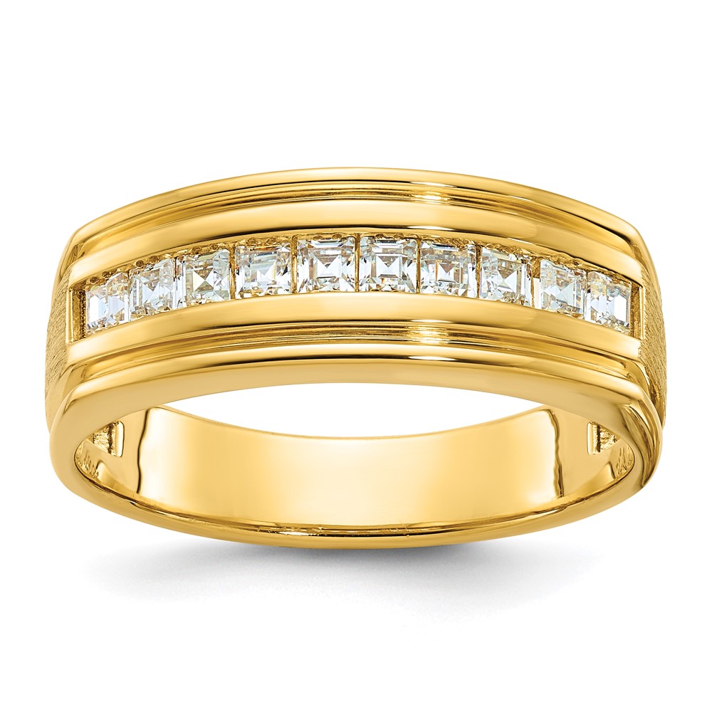 B64291-4YAA.jpg IBGoodman 14k Men's Polished and Satin Square 10-Stone Ring Mounting - Image 1