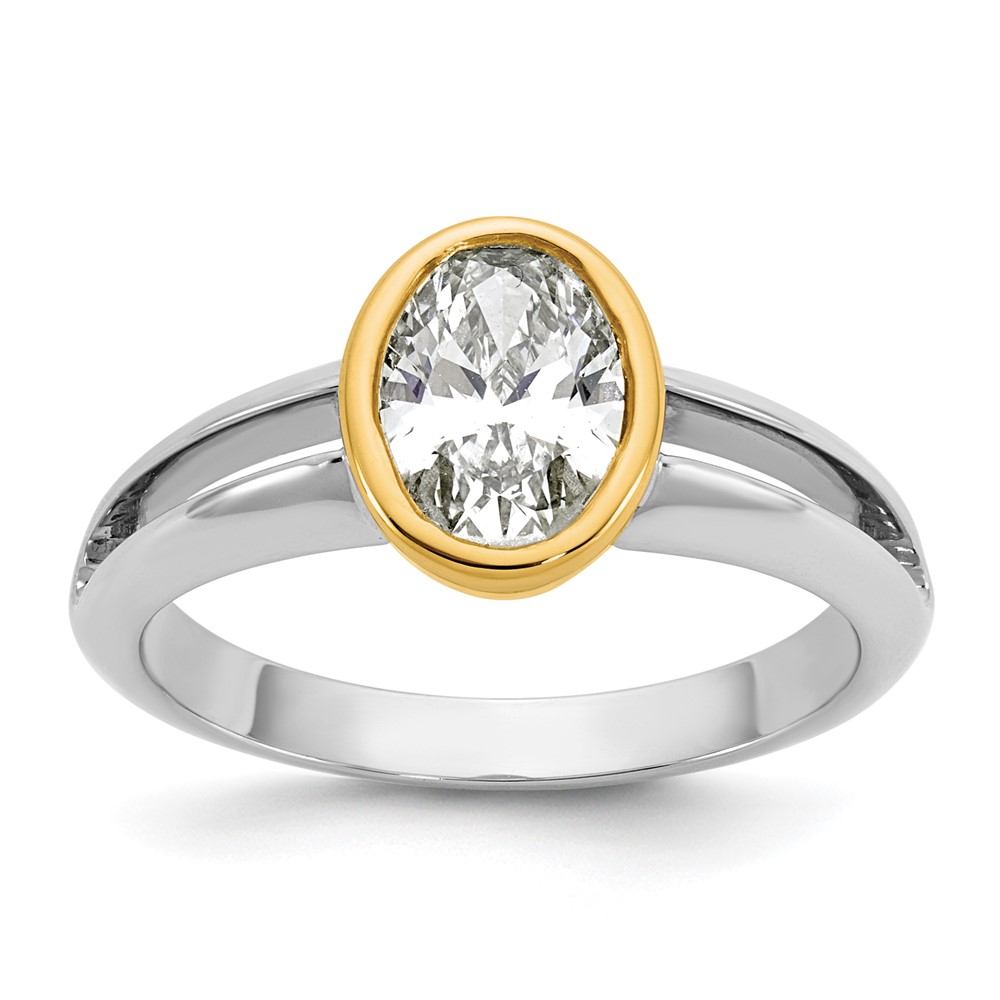 B64330L-4WYAA.jpg IBGoodman 14k Two-Tone 1 carat Lab Grown Diamond VS/SI+ G+ Complete Ladies Wedding Band - Image 1