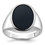 14k White Gold IBGoodman Men's Oval Onyx Complete Ring