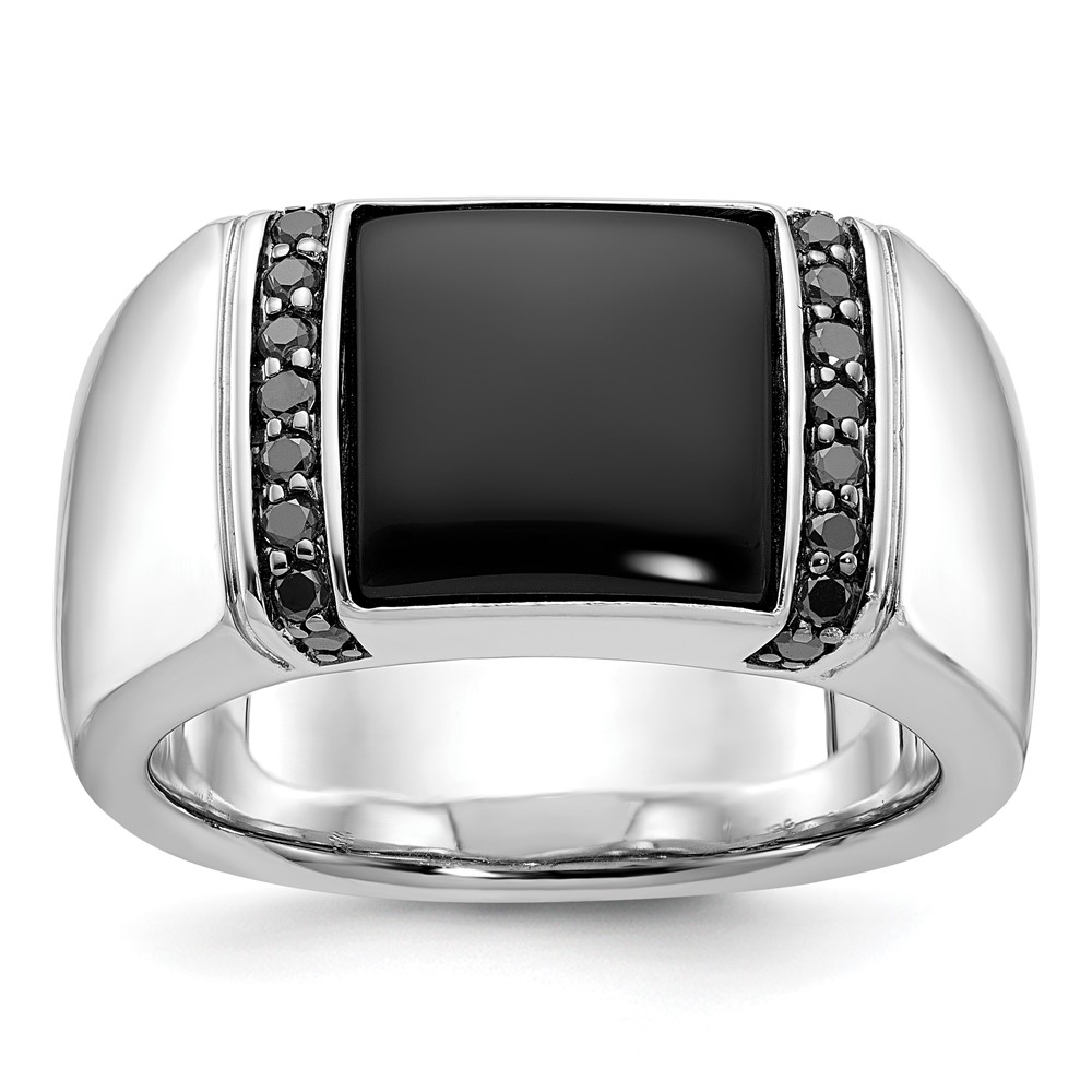 B84167-4WOX_BK.jpg 14k White Gold IBGoodman Men's Onyx and Diamond Ring Mounting - Image 1