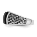 IBGoodman 14k White Gold with Black Rhodium Men's Polished and Textured Onyx Ring - Image 3
